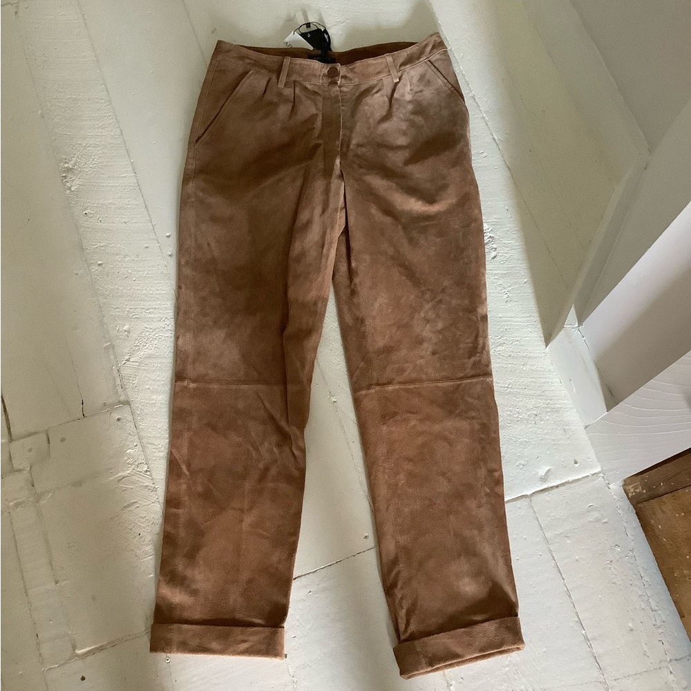 New Apart suede leather pleated pants size 6 cuffed